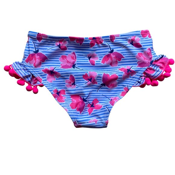 NWT Nicole Miller Rash Guard Swimsuit Set Stripes Floral Pom Poms Pool Beach-6 - Picture 9 of 13